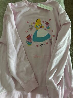 Stoney Clover Lane Disney Pink Crewneck Sweatshirt with Alice, NWT, Size L/XL